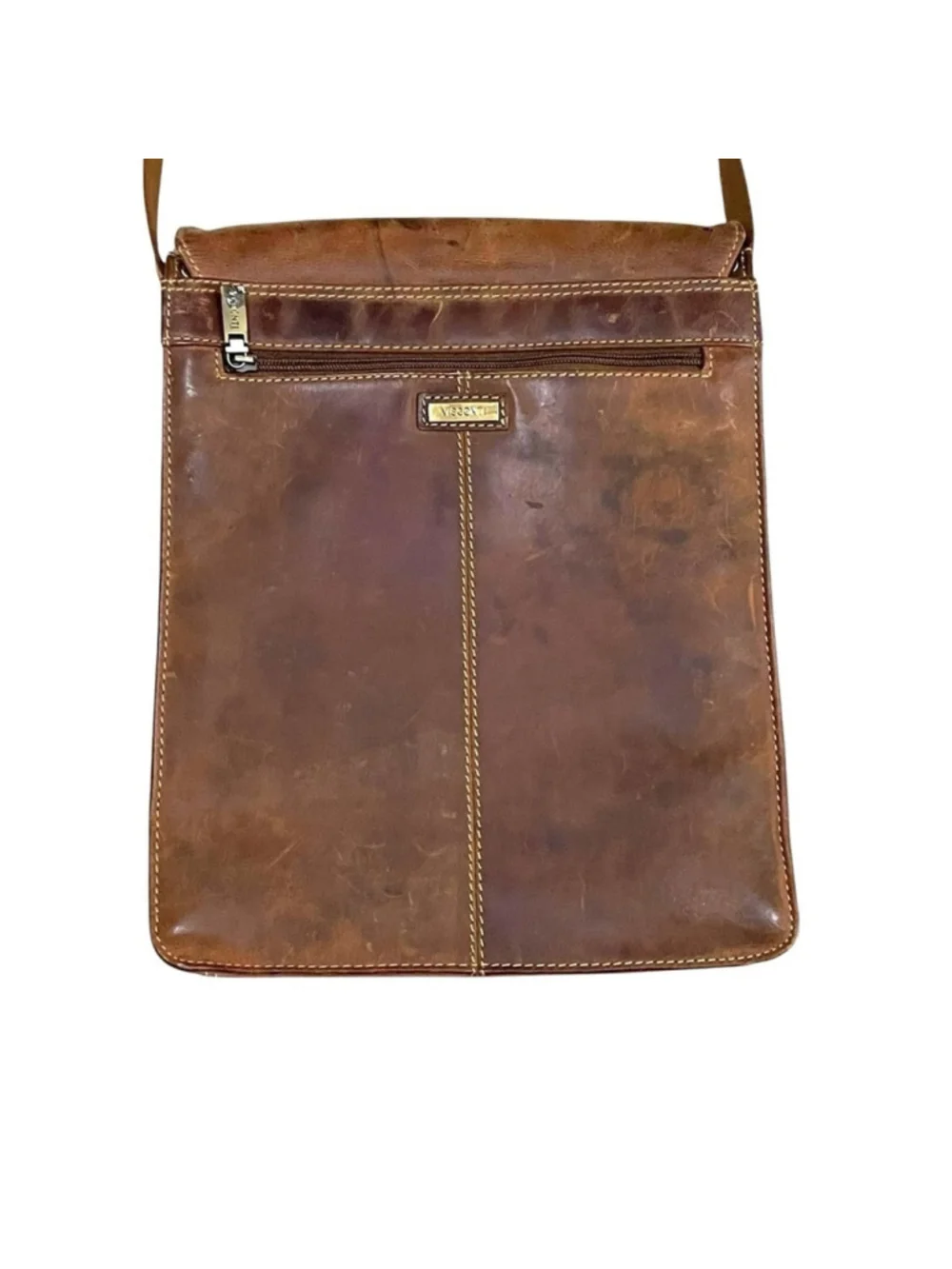 VISCONTI Vintage Jasper Portrait Leather Messenger Bag Brown